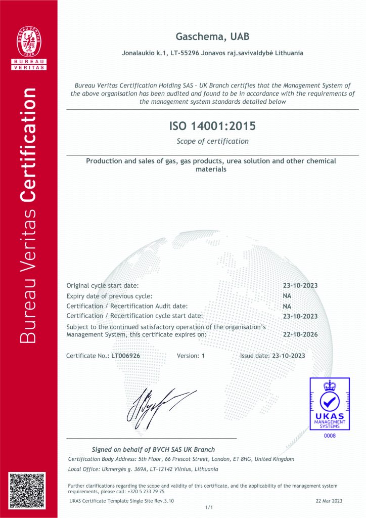 Sertificate of ISO14001